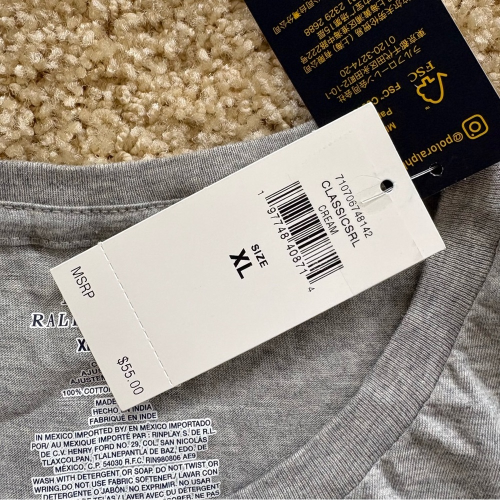 Polo by Ralph Lauren Men's Short Sleeve Crew Tee‎ - Heather Gray XL - Picture 3 of 6